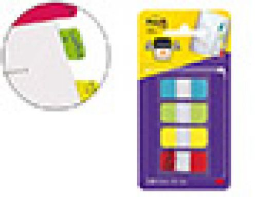 Bandas separadoras post-it index rigidas dispensador 4 cores amarelo azul lima e vermelho mini 4x10 mm pack de 40 uds , Post-it , 78150 , 4054596002715